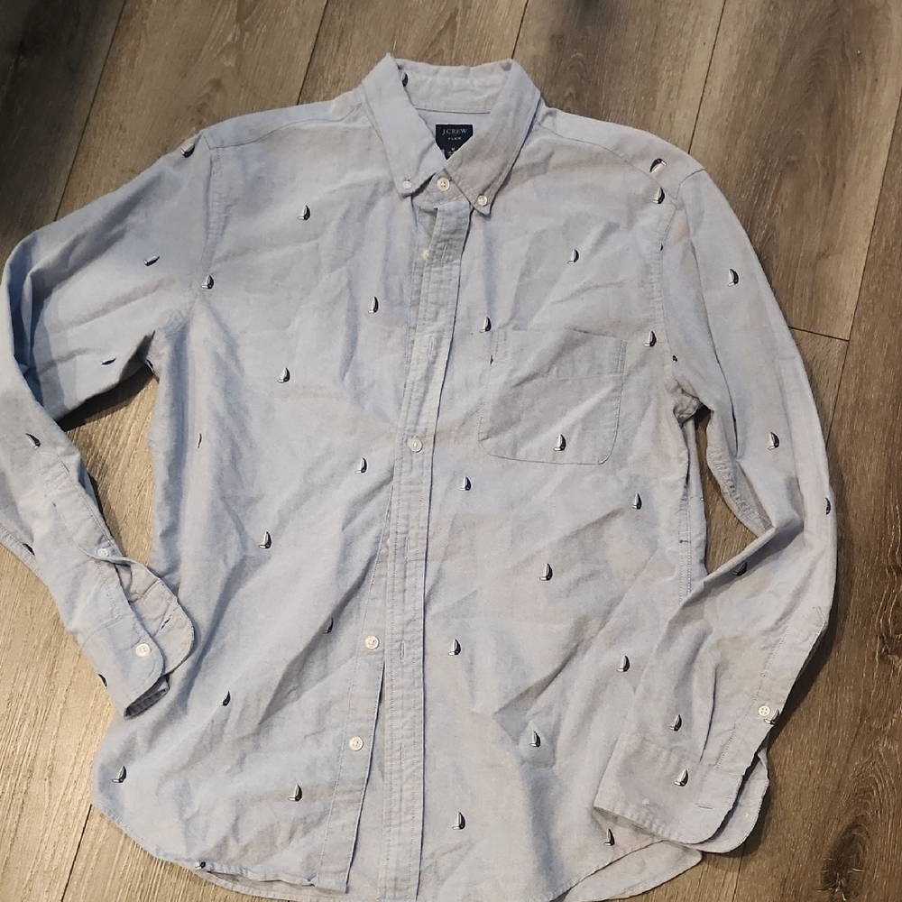 J Crew Men's Light Blue Sailboat Shirt